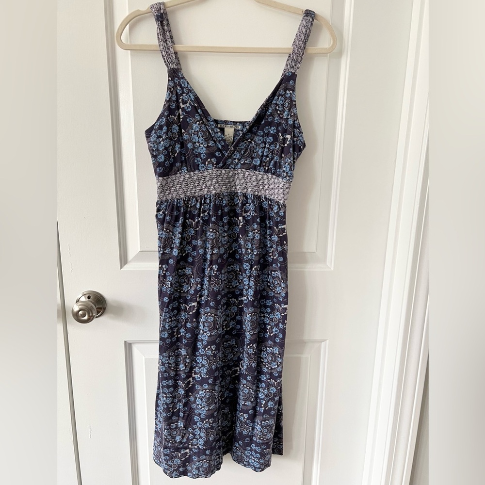 Lucky Brand Vintage Y2K Boho Empire Waist Sleeveless Dress Size Small